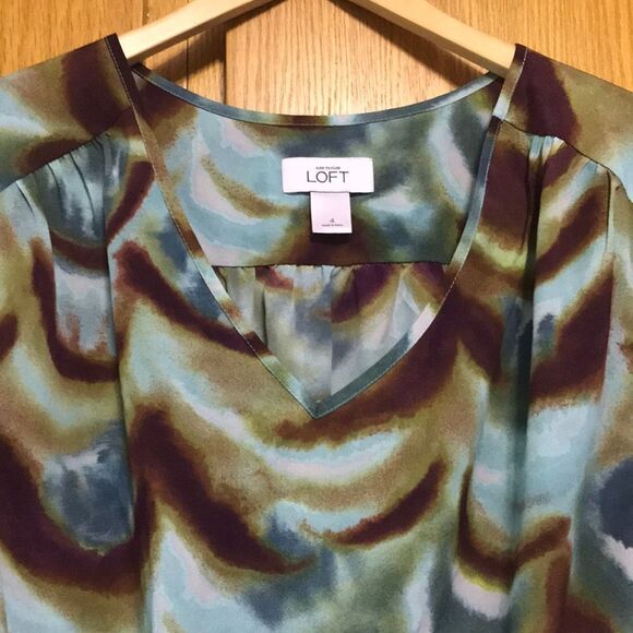LOFT shades of browns/greens/blues midi, size 4 - Picture 2 of 5